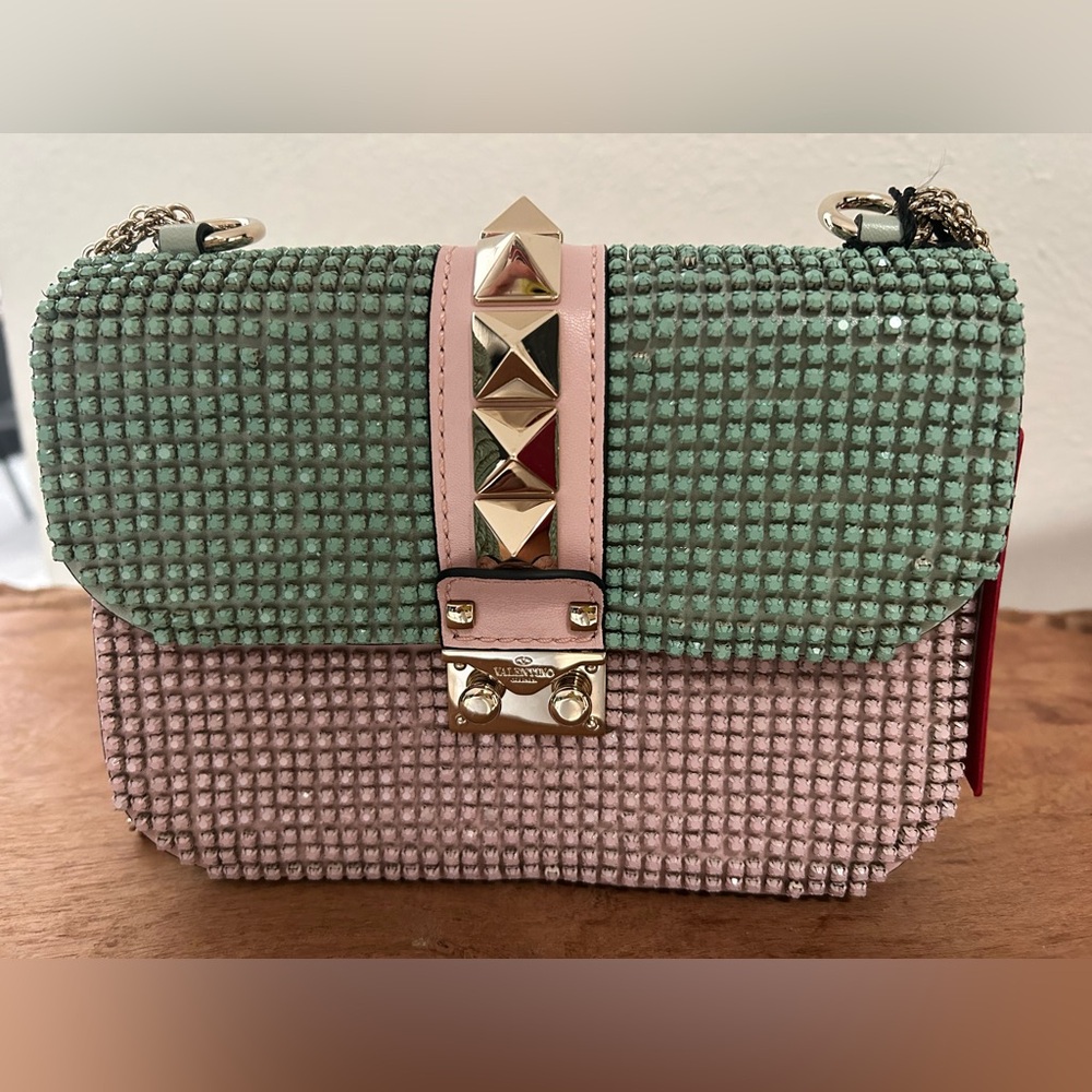 Valentino Crystal Glan Lock Flap crossbody bag